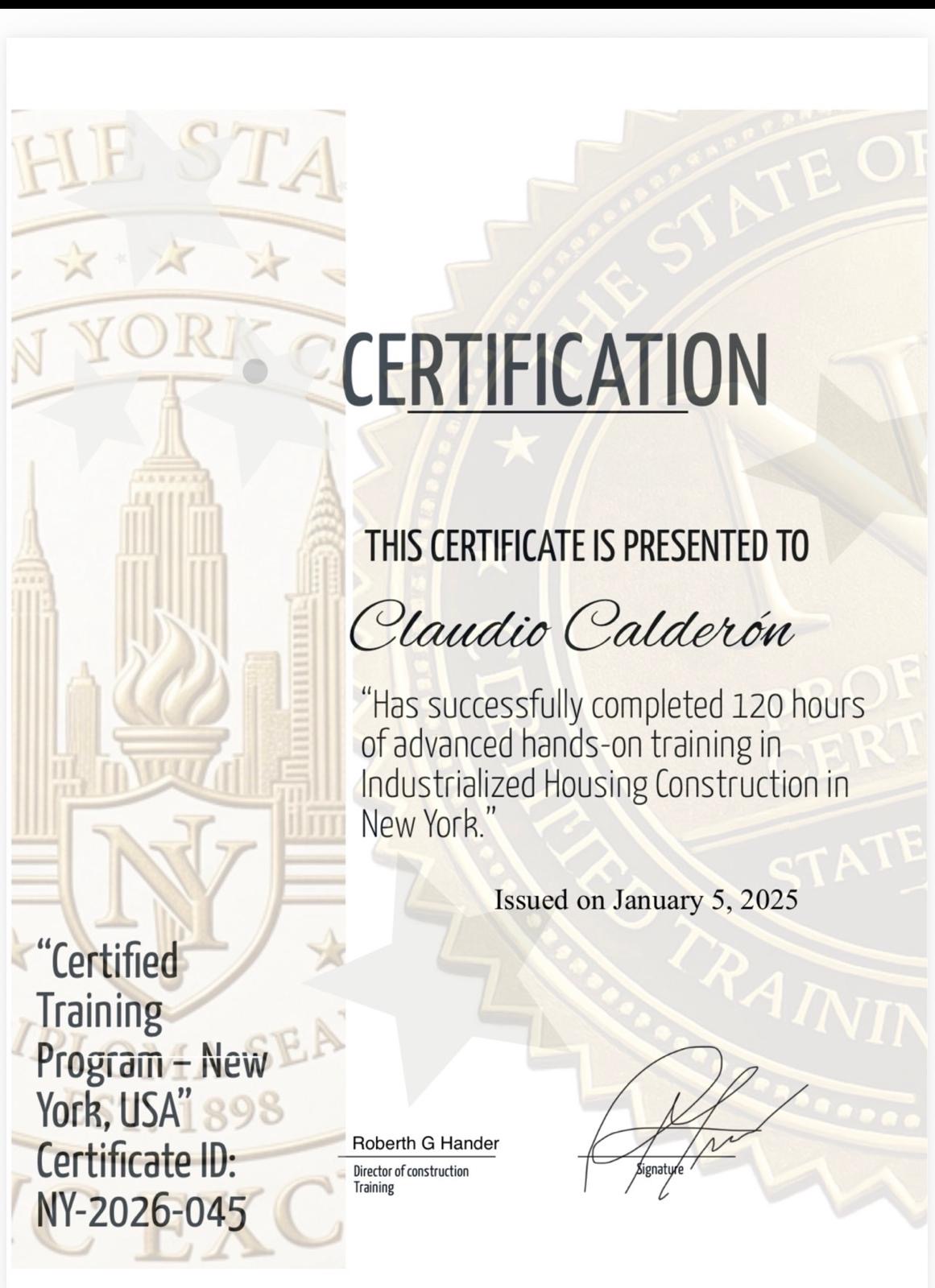 Certified Training Program – New York, USA