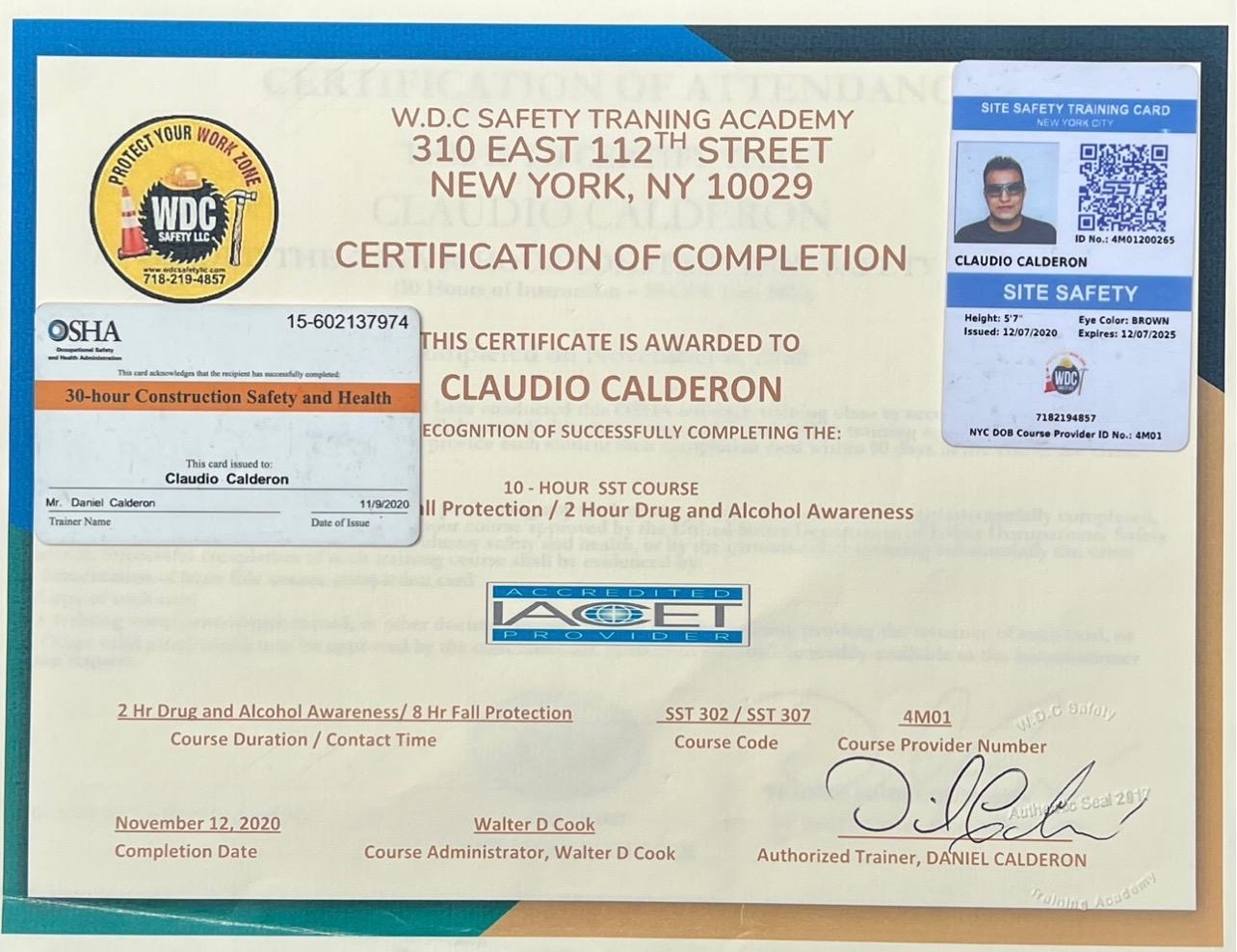 OSHA 30 – Certification of Completion